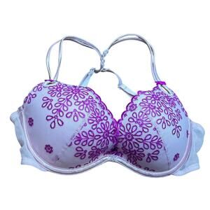 Victoria Secret Sexy Little Things Gorgeous Push Up Bra Lavender Embroidered 32C